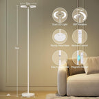 SUNMORY Floor Lamps for Living Room, 28W Bright LED Floor Lamp with 2 Rotatable Lights & Remote Control, 74" Tall Standing Lamp with Stepless Dimmable, Modern Reading Corner Lamp for Bedroom, Office