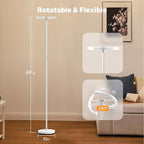 White RGBCW Floor Lamp, Bright Color Changing RGB Standing Lamp, Modern Stepless Dimmable LED Tall Lamp with Remote Control, 20W 3000-6000K Floor Lamps for Living Room, Bedroom, Office