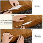 PHF Super Soft Velvet Zippered Body Pillowcase, No Insert, 1 Pack Luxury Cozy Warm Pillow Sham Cover with Zipper, 20"X 54" Long Cozy Fuzzy Flannel Pillow Case, Brownish Camel