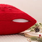 MIULEE Christmas Trees Pillow Covers Set of 2 Decorative Soft Throw Pillows Plush Faux Fur Wool Embroidered Couch Cushion for Holiday Winter Home Decor Chair Sofa Bedroom Living Room,Red 18x18inch