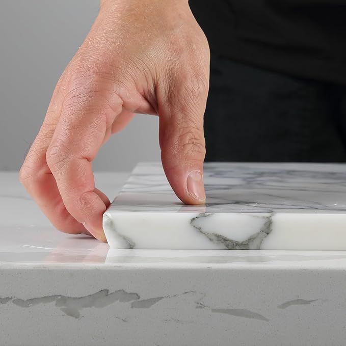 Koville Italian Natural Marble Cutting Board for Kitchen, 16x20inch Extra Large Hand Crafted Marble Slab for Cheese, Charcuterie, Pastry Board - Wedding Gift, House Warming Gift