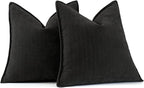 MIULEE Pack of 2 Black Decorative Pillow Covers 16x16 Inch Soft Chenille Luxurious Couch Throw Pillows Farmhouse Cushion Covers with Elegant Design for Sofa Bedroom Living Room Home Decor