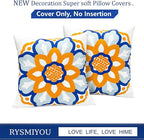 Decorative Throw Pillow Covers Set of 2 Dahlia Floral Pillow Covers 18x18 inch Super Soft Short Plush Square Throw Pillows,Farmhouse Outdoor Pillow Covers for Couch Sofa Bed Living Room