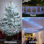 QITONG 4 Pack White Solar Fairy Lights, Each 33ft 100 LED String Light Outdoor Waterproof, 8 Modes Silver Wire Christmas Twinkle Lights