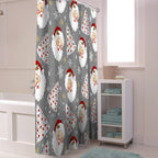 Grey Christmas Shower Curtain, Santa Claus Merry Christmas Tree Shower Curtains Set with Hooks, Winter Snowflake Waterproof Fabric Bathroom Curtains Decor Home Accessories, 60 X 72 Inch Long