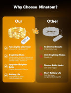 Minetom 12 Pack Fairy Lights Battery Operated String Lights, 8 Modes & Timer, 7ft 20LED 6 Colors Waterproof Silver Wire Twinkle Lights, Firefly Starry Moon Lights for Mason Jars DIY Christmas Wedding