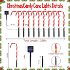 20 Pack Solar Christmas Candy Cane Lights, Christmas Decorations Outdoor Waterproof, Solar Powered Pathway Lights with 8 lighting Modes & Memory Function for Outside Party Garden Yard Patio Decoration