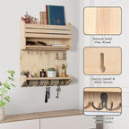 Key Holder, Wall Mounted Mail Organizer, Keys Holder on Wall with 9 Key Hooks, Natural Color