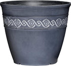 Classic Home and Garden Corinthian Resin Planter Pot - Outdoor & Indoor Plant Pot - Round Planter for Plants & Flowers (8" Storm Gray, Pack of 1)