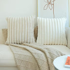 JOJUSIS Pack of 2 Faux Fur Plush Decorative Throw Pillow Covers Couch Cushion Case Soft Pillowcases (White, 18 x 18-Inch)