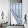 ForstBlue No Hook Waffle Weave Shower Curtain with snap-in Liner Replacement, 230GSM Waterproof Fabric Hotel Shower Curtain Set for Bathroom, Through Mesh Top Window,54Wx80H