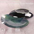 Ceramic Serving Platters Set of 2, 16 Inch Curved Oval Salad Plates for Entertaining, Modern Kitchen Dishes, Trays for Dinner, Fruit, Salad, Pasta, burgers - Dishwasher Microwave Safe