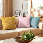 decorUhome Couch Throw Pillow Covers 20x20 Set of 2, Decorative Soft Plush Faux Wool Neutral Accent Pillow Covers for Bed Sofa Living Room, Mustard Yellow