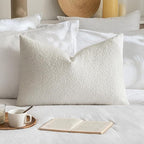 MIULEE Textured Boucle Throw Pillow Cover White Accent Solid Lumbar Christmas Pillow Case Decorative Soft Pack of 1 Couch Cushion Chair Sofa Bedroom Livingroom Home Decor,24x16 Inch