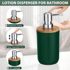 iMucci Bathroom Accessories Set 5Piece Hunter Green Bathroom Sets, Toothbrush Holder, Toothbrush Cup, Lotion Soap Dispenser, Soap Dish and Qtip Holder Bathroom Decor