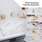 Natural Marble Cutting Board For Kitchen, 16 x 20 Inch Marble Slab Pastry Board With Non-Slip Feet For Baking, Cheese, Charcuterie, Chocolate, White Gray Net Veins