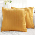 Simmore Decorative Fall Throw Pillow Covers 16x16 Set of 2, Soft Natural Plush Flannel Double-Sided Fluffy Couch Pillow Covers for Sofa Living Room, Mustard Yellow