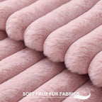 Pallene Faux Fur Plush Throw Pillow Covers 18x18 Set of 2, Luxury Soft Fluffy Striped Decorative Pillow Covers for Sofa, Couch, Living Room, Blush Pink
