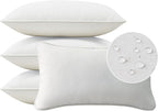 Decorative Outdoor Water Repellent Throw Pillows with Inserts, Set of 4, 20" x12" Pillows for Patio, Backyard, Bed, Couch, and Patio Furniture, Linen