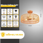 Hamilyeah Boho Flush Mount Ceiling Light Fixture with Rattan Shade, 16 inch Gold Light Fixture Ceiling Mount for Living Room, Bedroom, Kitchen