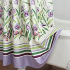 Extra Long Fabric Shower Curtain, Butterfly Garden Flower Plant Shower Curtains for Bathroom, Purple and Cream Floral Bathroom Curtains, 72" W x 84" H