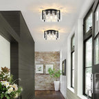18.5'' Modern Black Semi Flush Mount Ceiling Light, Entryway Light Fixture, 4-Light Glass Ceiling Lights for Hallway Foyer Kitchen Island Dining Room Bedroom Living Room Lighting Fixtures, UL-Listed