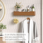 Coat Rack Wall Mount with Hidden Hooks Entryway Hanging Shelf Modern Wood Coat Hanger for Bedroom Kitchen Hallway Bathroom (Walnut, 20.9 Inch Long)