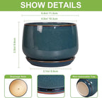 G EPGardening Ceramic Pots for Plants - 4 inch Plant Pots for Indoor Outdoor, Small Planter with Drainage Hole & Tray, Modern Succulent Pots, Round Planter, Office Decor, Home Gifts, Retro Blue