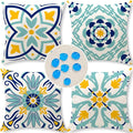 Cirzone Outdoor Pillow Covers Set of 4 Geometric Patterns Waterproof Throw Pillow Covers 18x18 inch Boho Decorations for Funiture Patio Garden Home