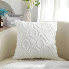 decorUhome Throw Pillow Covers 26x26 Inch Set of 2, Soft Plush Decorative Faux Fur Cream White Solid Couch Pillow Covers, Accent Farmhouse Neutral Square Euro Pillow Cases for Sofa Bed Living Room