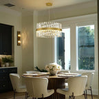 Modern Crystal Chandeliers, Crystal Chandelier for Dining Room, 24 Inch Round Gold Chandelier. Suitable for Living Rooms, Kitchens, bedrooms, and Entrance Halls. Elegant Chandeliers.