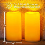 Homemory 4" x 8" Large Waterproof Outdoor Flameless Candles with Remote Control and Timer, Battery Operated Flickering LED Pillar Candles for Indoor Outdoor Lanterns, Porch, Long Lasting, Set of 4