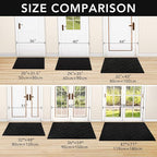 hicorfe Indoor Doormat,Welcome Door Mat TPR Backing Non Slip Mats 20"x31.5" Absorbent Resist Dirt Entrance Doormat Inside Floor for Entryway Washable Low-Profile (Black)