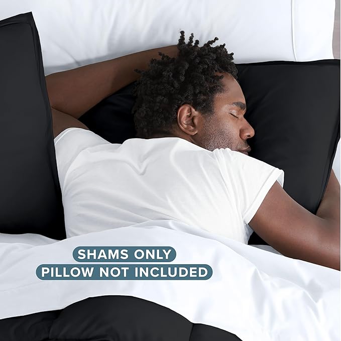 Bare Home King Pillow Sham Covers - Set of 2 - Premium 1800 Ultra-Soft Microfiber - Double Brushed - Stain & Fade Resistant - Bed Pillow Shams - Pillows Not Included (Set of 2, Black)