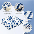 idee-home Outdoor Chair Cushions Set of 4, Thick 17" x 17" x 3" Outdoor Seat Cushions Patio Furniture Waterproof with Ties, Dining Pads
