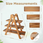MAJURI 3 Tier Wooden Serving Tray, Halloween Serving Tray, Set of 2 Tongs Free, Tiered Serving Trays for Party, Picnic, Your Perfect Elevated Charcuterie Stand and for 3 Tiered Dessert Stand Lovers