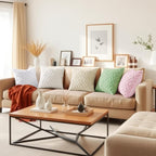 decorUhome Christmas Couch Throw Pillow Covers 24x24 Set of 2, Decorative Soft Plush Faux Wool Neutral Accent Pillow Covers for Bed Sofa Living Room, Burgundy