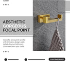 Angle Simple Towel Hook for Bathroom, SUS 304 Stainless Steel Hand Towel Holder, Double Robe Coat Hook for Wall, Brushed Gold
