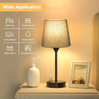 Black Lamp for bedrooms Set of 2 - Nightstand Bedroom Lamp with USB C Port and AC Outlet Charging, 3 Way Dimmable Touch Control Bed Side Table Lamp, Small Night Stand Light for Men/Kids