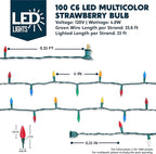 Joiedomi C6 Multicolor Christmas Lights, 100 LED Steady On Strawberry Lights, 33.66 FT Connectable Christmas String Lights for Indoor Outdoor Party Home Yard Xmas Tree House Decorations, Green Wire