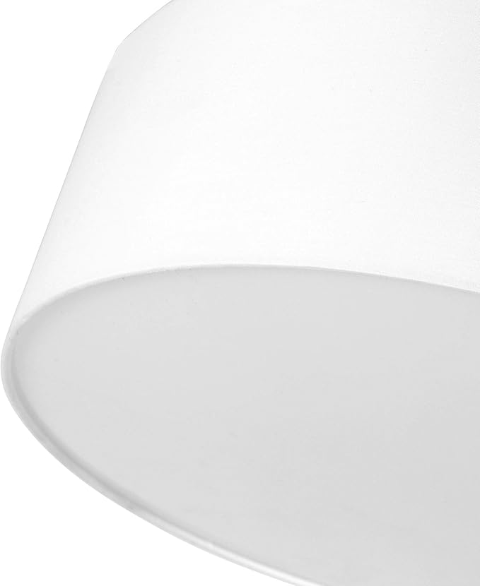 SomSom Ceiling Light, Semi-Flush Mount Modern Fabric Pendant Light Shade, Large White Drum Lampshade, Round Pendant Lamp, Lamps for bedrooms, Flush Chrome Matt, 3 Bulbs