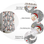 Grey Christmas Shower Curtain, Santa Claus Merry Christmas Tree Shower Curtains Set with Hooks, Winter Snowflake Waterproof Fabric Bathroom Curtains Decor Home Accessories, 60 X 72 Inch Long