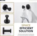 Angle Simple Towel Hook Matte Black, Stainless Steel Bathroom Hand Towel Holder, Compact Round Robe Hook Wall Mount
