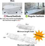 Expandable Bathtub Tray for Tub, Clear & Easy Maintenance Acrylic Material, Bath Organizer for Relaxing Spa, Fits Most Bathtubs and Bathroom Décor Style, Bath Tub Caddy Tray for Women