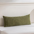 Fancy Homi 1 Pack Moss Green Long Lumbar Body Decorative Throw Pillow Covers 14x36 Inch for Bed Couch Bedroom Bench, Soft Corduroy Rectangle Solid Pillow Case 35x91 cm, Rustic Farmhouse Boho Decor