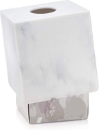 Essentra Home White Marble Square Tissue Box Cover - Blanc Collection