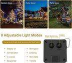 4Pack Solar String Lights for Outside, 400 LED Solar Christmas Lights Outdoor Waterproof with 8 Modes Solar Fairy Lights for Xmas Tree Party Wedding Garden Fence Decorations (Multicolor)