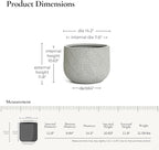 LuxenHome 14-Inch Dia Round Concrete Planters, Large Outdoor Indoor Decorative Plant Pots with Drainage Holes and Rubber Plug, Modern Gray Glen Woven Pattern Flower Pot Planters for Home Garden Patio