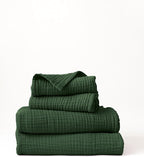 4 Pieces Muslin Towel Set for Bathroom, Luxury 100% Turkish Cotton Thin Soft Quick-Dry Lint-Free Large Size Bath Hand Towel Sets (Green, 2 Bath & 2 Hand Towel Set)