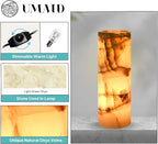 UMAID Handcrafted Onyx Marble Table Lamp, Each Lamp One-of-a-Kind with Natural Patterns, Warm Amber Glow, Dimmable Cord & Bulb, Modern Home Decor for Bedroom, Desk, Office, Living Room, or Bedside